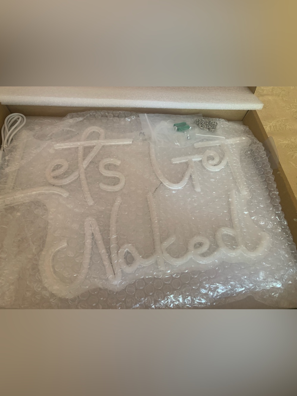White "Let's Get Naked" Neon Sign - Home Accents